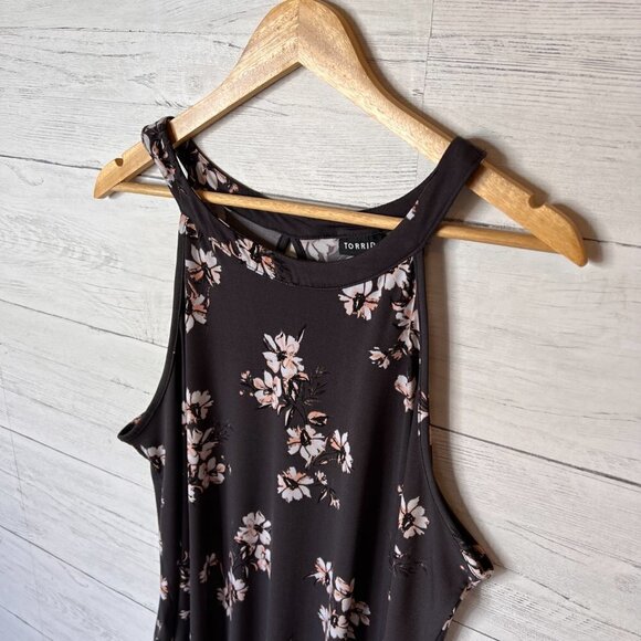 Torrid Tank Womens Size 1 Studio Knit High Neck Keyhole Back Floral Lightweight - Picture 8 of 15